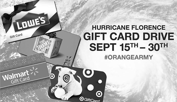 Hurricane Florence Gift Card Drive